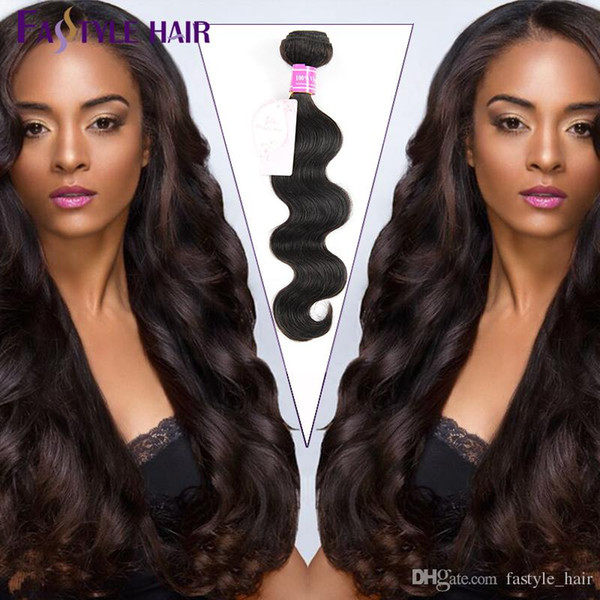 Wholesale Fastyle Peruvian Body Wave Extensions Brazilian Malaysian Indian Human Virgin Hair FREE SHIPPING 4pcs/lot Natural Black CHEAP!!!