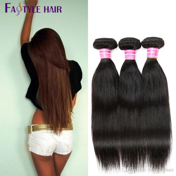 Fastyle Malaysian Straight Weave 5pc/lot Natural Black Dyeable Brazilian Peruvian Indian Unprocessed Virgin Hair Bundles 8-26 Inches Cheap