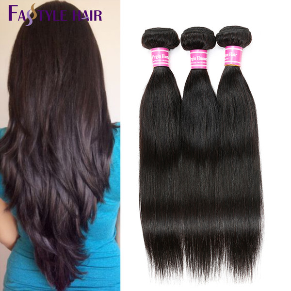 Fastyle Indian Straight Extensions 3 Bundles 100% UNPROCESSED Brazilian Indian Malaysian Virgin Human Hair Wefts Top Quality Cheap Price