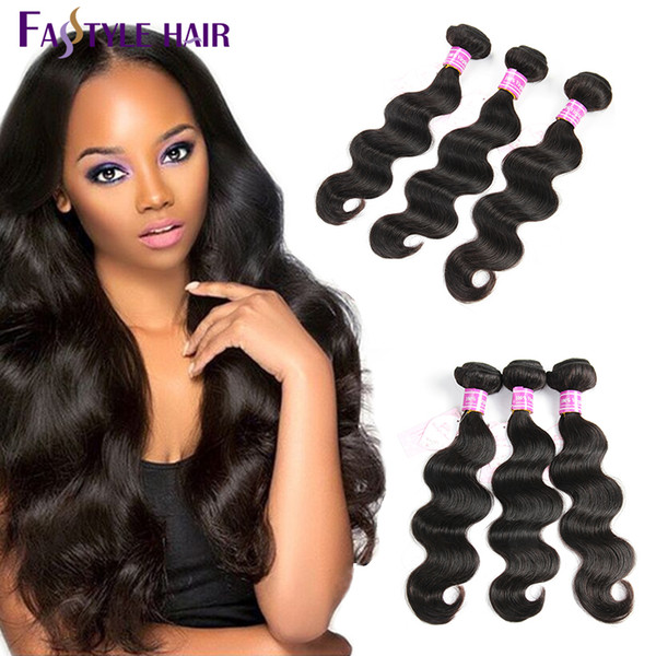 New Arrivals!Brazilian Body Wave Extensions Natural Black 3pc/lot UNPROCESSED Peruvian Indian Malaysian Virgin Human Hair Bundles Dyeable