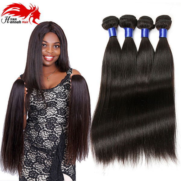 Hannah Straight Human Hair Weave Bundles Brazilian Remy Hair Straight Natural Black Color 3 Piece Human Remy Hair Bundles