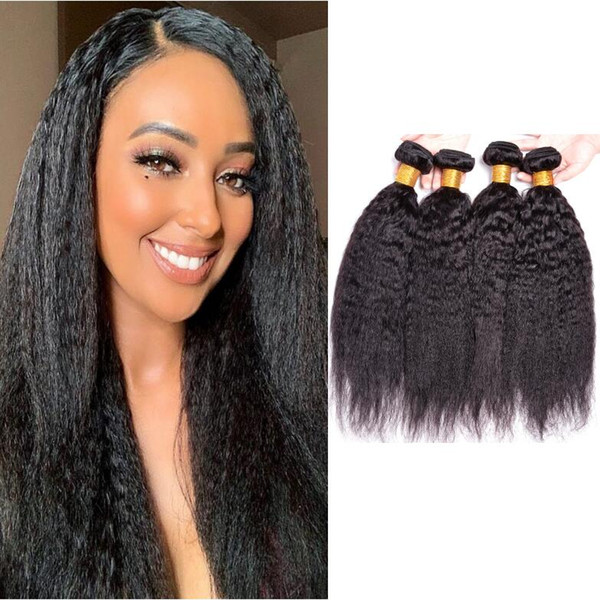 Modern Show Malaysian Virgin Yaki Straight Wave Human Hair Bundles Kinky Straight Wave Brazilian Human Hair Weaves Extensions