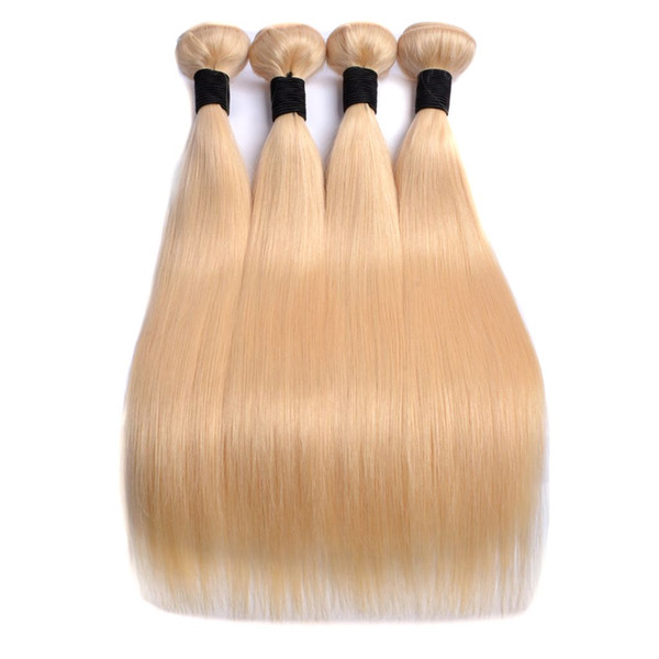 Modernshow 4 Pieces 613 Blonde Straight Hair Bundles Brazilian Virgin Hair Weave 613 Color Silk Straight Remy Human Hair Wefts