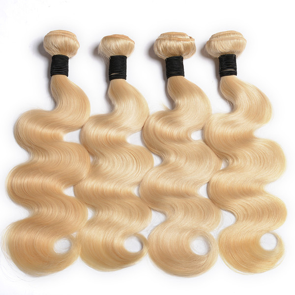 Modernshow 4 Pieces 613 Blonde Body Wave Hair Bundles Brazilian Virgin Hair Weave 613 Color Body Wave Remy Human Hair Wefts