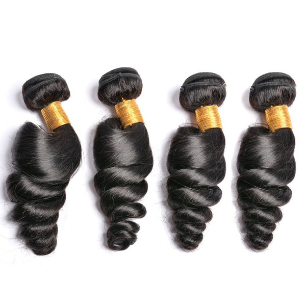 9A Brazilian Peruvian Virgin Straight Body Water Curly Loose Human Hair Bundles Wefts 4 Pieces Remy Loose Wave Human Hair Weaves