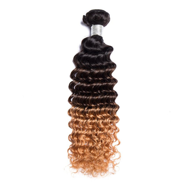 Modern Show 1B 4 27 Ombre 3 Color Curly Wave Weaves Brazilian Peruvian Mongolian Human Hair Bundles Curly Unprocessed Hair Wefts