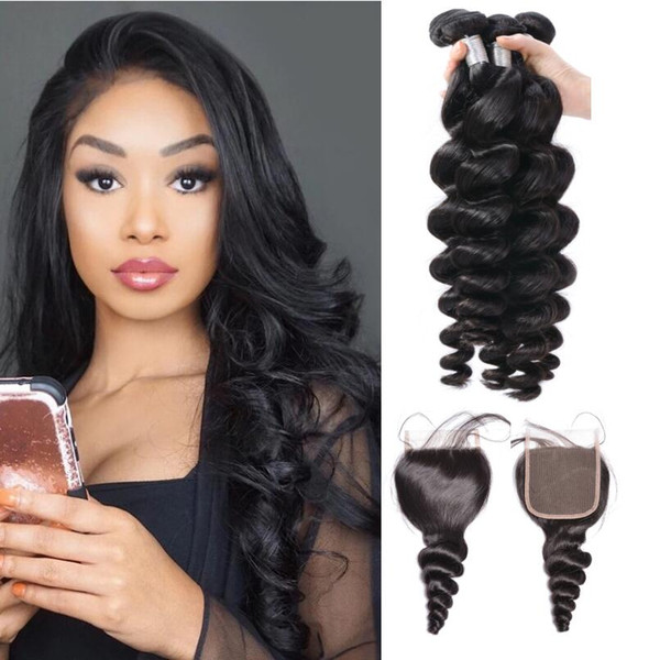 Wholesale Modern Show 10A Grade Virgin Peruvian Loose Wave Weaves Can be Dyed Human Hair Bundles With Lace Closure and Frontal