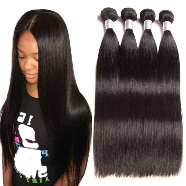 Straight human hair 4 bundles brazilian peruvian malaysian straight human hair weaving 10-26 inch straight hair bundles