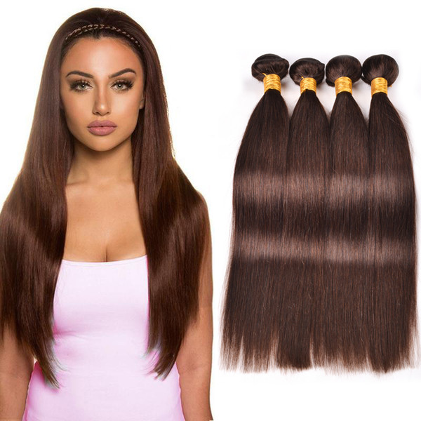 Dark Brown straight human hair bundles 4 pcs brazilian hair weave bundles 10-26 inch colorful brazilian straight hair bundles 