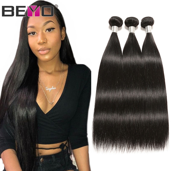 Beyo Straight Hair Bundles 100% Human Hair Bundles 3/4 Pcs Lot Malaysian Peruvian Cambodian Unprocessed Virgin Natural Color Remy Hair Weave