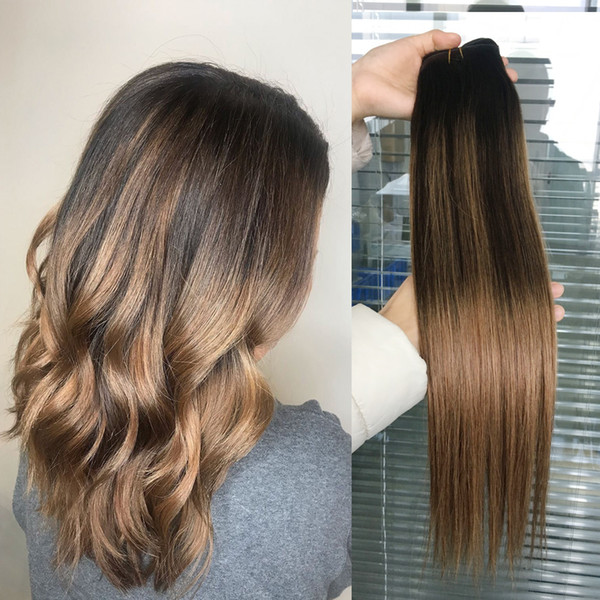 Ombre Human Hair Extensions Virgin Brazilian Peruvian Malaysian Indian Stiangth Balayage Brown Blonde T2/6# Ombre Hair Weave Bundles