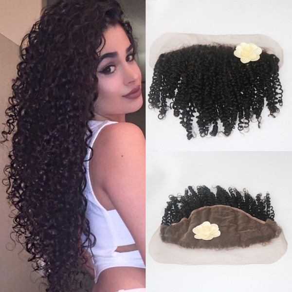 Brazilian Kinky Curly Lace Frontal Closure 13X6 Remy Virgin Human Hair Ear To Ear Full Lace Frontal Piece With Baby Hair