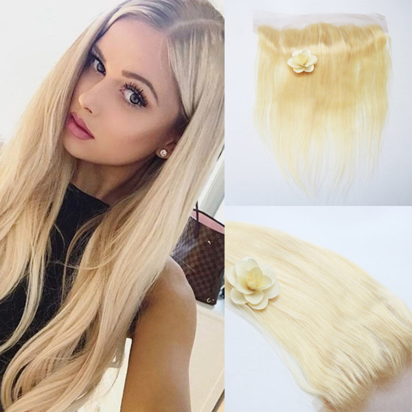 Hot Sell Grade 7A Brazilian Virgin Hair Closure Ear to Ear Lace Frontal 13x4 613# Straight Blonde Bundles