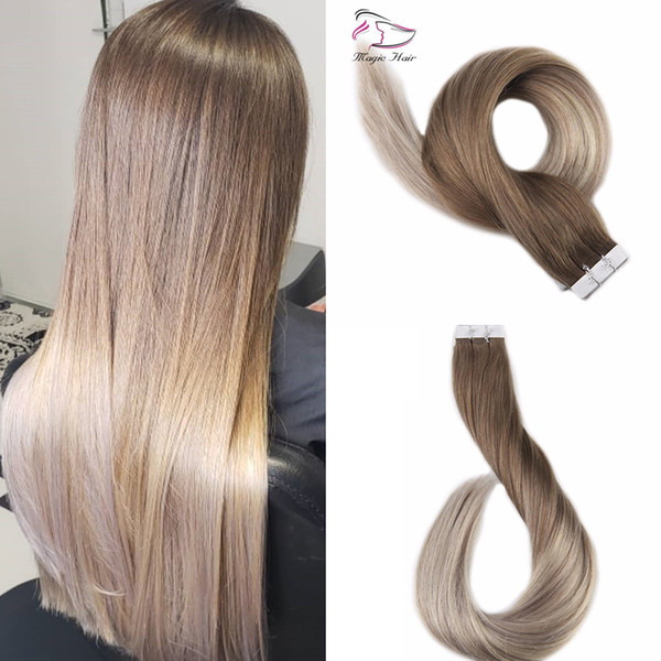 100g 40Pcs 2.5g/Pc Balayage 4/18# Color Silky Straight Brazilian PU Tape In Human Hair Extension