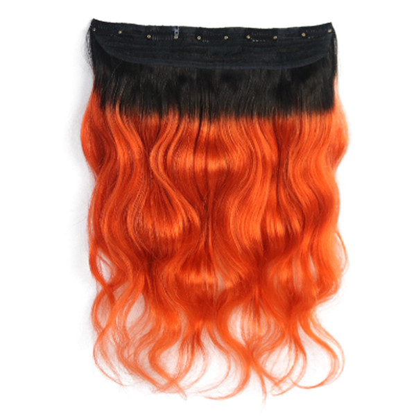 Hot Selling Wholesale 1B/orange Body Wave One Piece Clip In Human Hair Extensions 5Clips With Lace Remy Human Hair