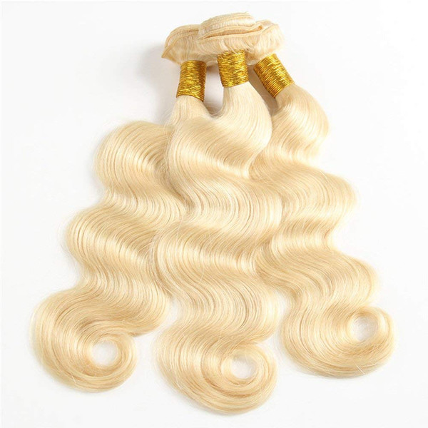 Big Stock#613 Bleached Blonde Hair Weaves Brazilian Body Wave Human Hair Wefts Remy Hair Bundles 100gram Per Piece