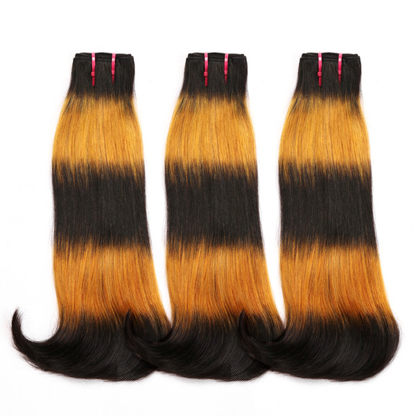 9A Hot Sale High Quality Ombre Fox Color Human Hair Brazilian Double Drawn Fumi Hair Bundles Double Drawn Curvy Straight