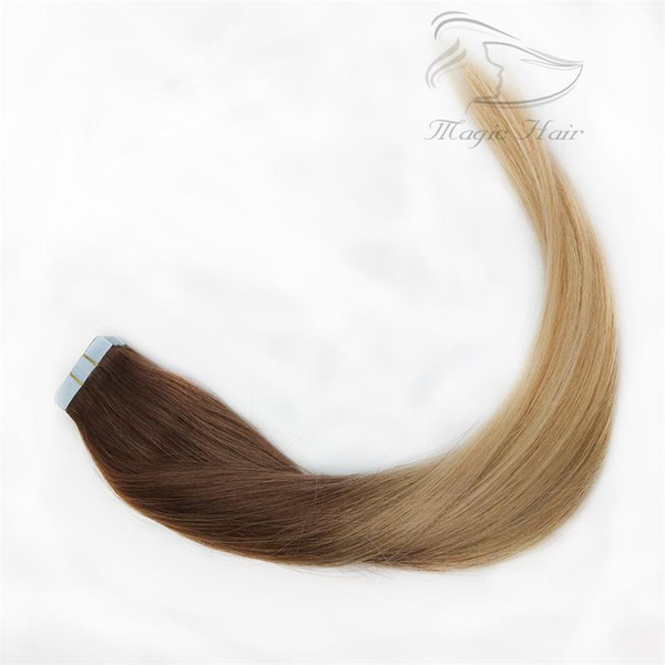 Human Hair Extensions PU Tape Remy Full Head Balayage Color 4/613 Skin Weft Vrigin Hair 50g 20PCS Hair Extensions