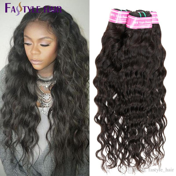 Fastyle Brazilian Natural Water Wave Extensions Natural Black Unprocessed Peruvian Malaysian Indian Virgin Human Hair Bundles Dyeable