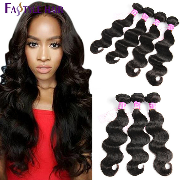 Hot Selling!Fastyle Brazilian Body Wave Hair Extensions Natural Black UNPROCESSED Peruvian Malaysian Indian Virgin Human Hair Bundles Cheap