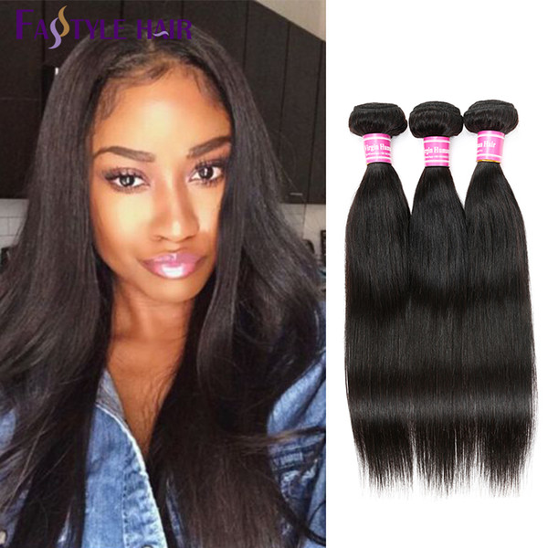 Fastyle Brazilian Straight Hair Extensions Natural Black UNPROCESSED Peruvian Malaysian Indian Virgin Human Hair Bundles Top Quality Dyeable