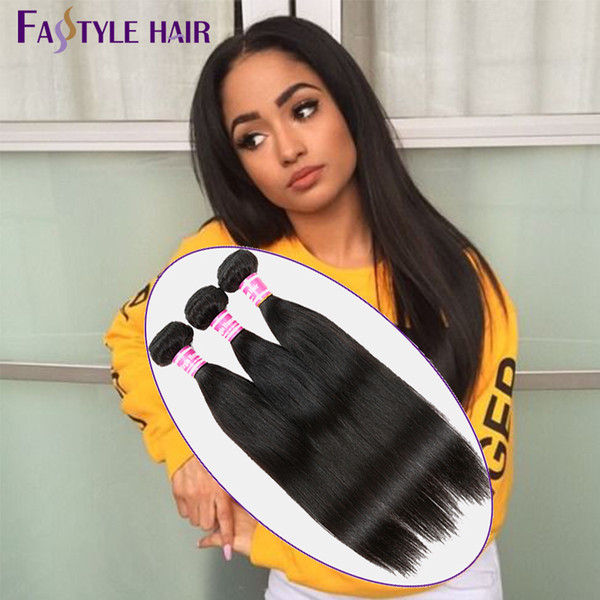 Fastyle Brazilian Straight Hair Extensions Natural Black UNPROCESSED Peruvian Malaysian Indian Virgin Human Hair Bundles 