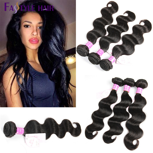 Fastyle Natural Black Indian Body Wave Extensions 5pc/lot UNPROCESSED Brazilian Peruvian Malaysian Virgin Human Hair Bundles Wholesale Cheap