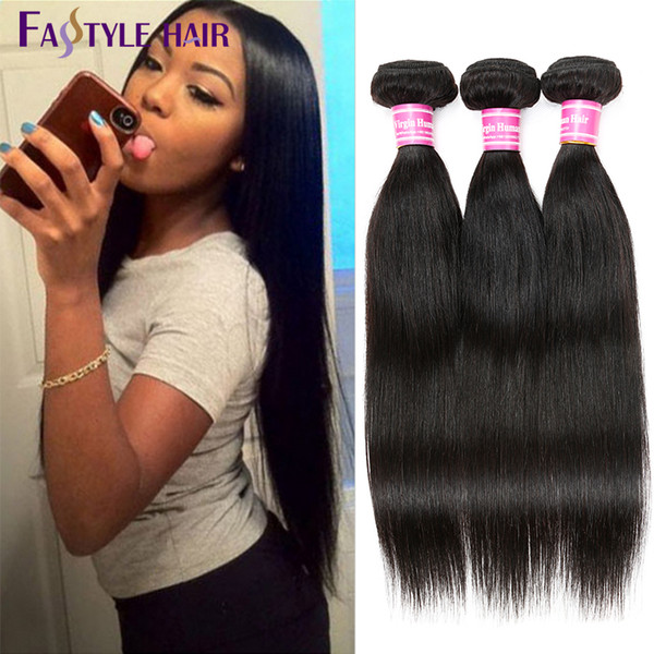 Hot Cake!Fastyle Indian Straight Weave Natural Black Brazilian Peruvian Malaysian Unprocessed Virgin Hair Bundles 5pc/lot Wholesale CHEAP