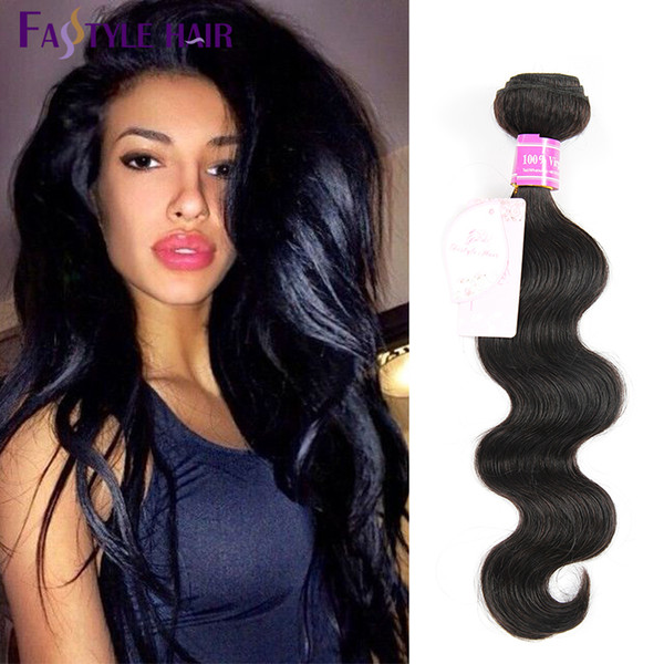 Fastyle Indian Body Wave Extensions 5pc/lot Natural Black UNPROCESSED Brazilian Peruvian Malaysian Virgin Human Hair Bundles Dyeable