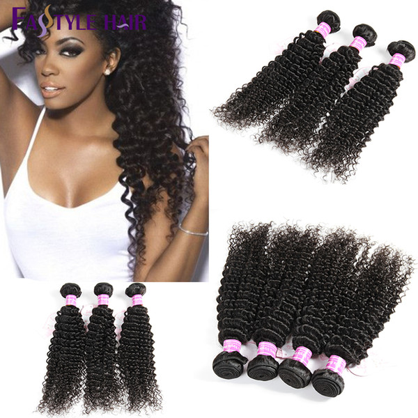 Hot !Fastyle Mink Malaysian Kinky Deep Curly Extensions Natural Black UNPROCESSED Brazilian Peruvian Indian Virgin Human Hair Bundles