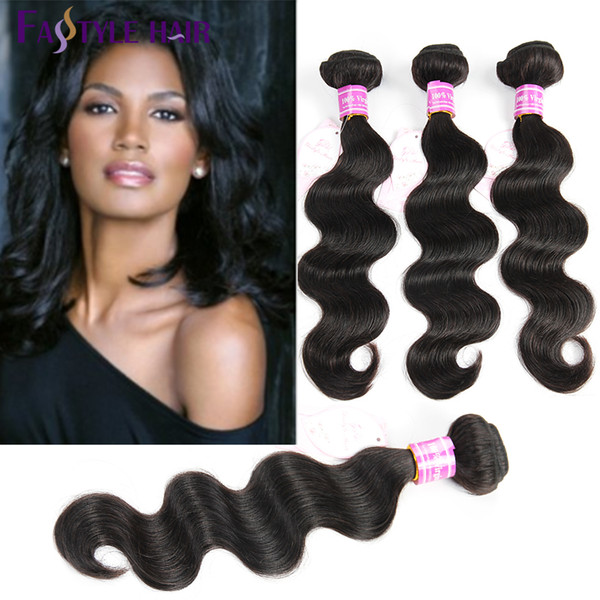 Fastyle Indian Body Wave Extensions 5pc/lot Natural Black UNPROCESSED Brazilian Peruvian Malaysian Virgin Human Hair Bundles