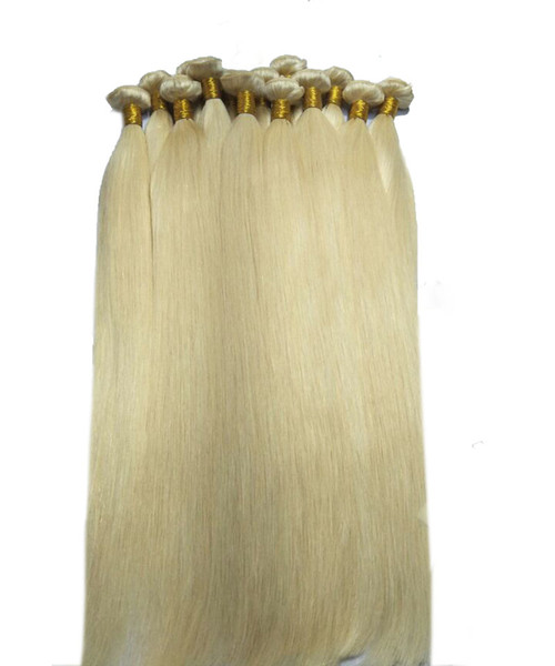 New Year Hot sale Straight Wave Hair Weaves Double Wefts 100g/pc 613 Russian Blonde Color Can be Dyed Human Remy Hair Extensions, Free DHL