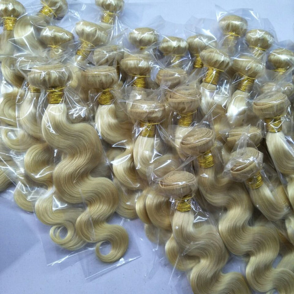 Body wave 3 Bundles 300Grams 613 Blonde Human Hair Extensions Body Wave Wefts Peruvian Remy Hair Bundles, Free DHL