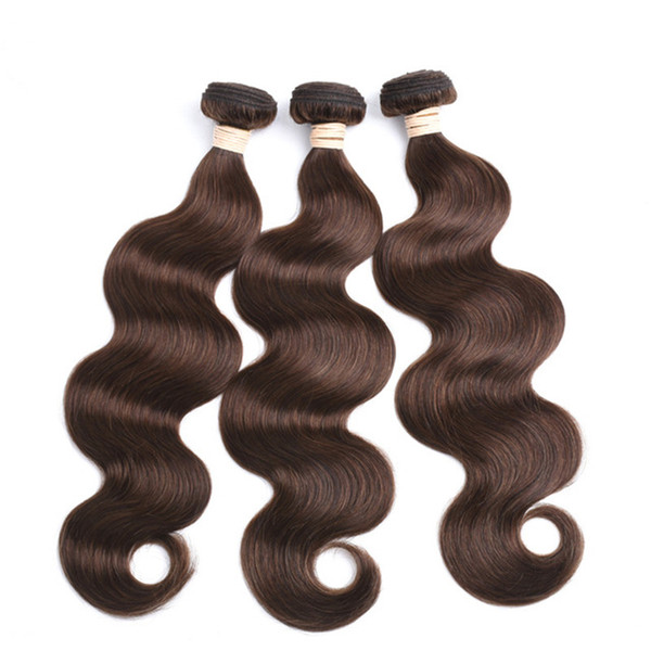 ELIBESS HAR-Human Hair Body Wave Remy Hair 4# Light Brwon Human Hair Bundles 10-26 inch 60g/piece 3 Bundles