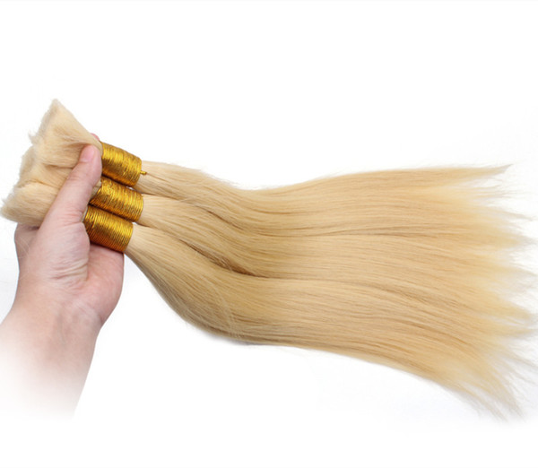 Large Promotion!!! Hot selling cheap price Good Quality #613 Blonde Straight Human Hair Bulk for Braiding hair, Free DHL