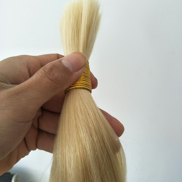 100% Human Remy Hair Bulk Extension 300Gram Hair Bulk No weft Straight Hair 12 TO 26 Inch 613 Bleach Blonde Color