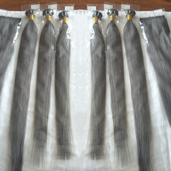 Human Hair Bundles Unprocessed Silk Straight Hair Weave 3pcs Lot Gray Color Double Weft 12''-26'' avaliable, free DHL