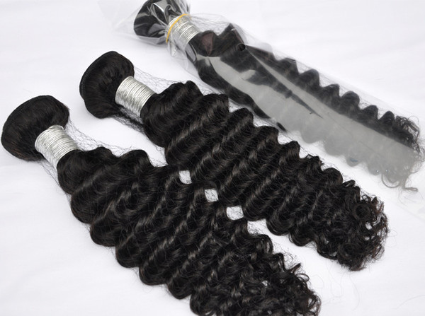 Good Quality hair Brazilian Hair bundles 3 or 4pcs Indian Hair Weave curly Deep weft hair, 