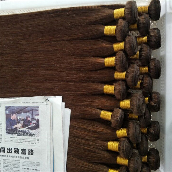 Top Grade Virgin Hair 100g piece & 3 Piece one pack Brown Color 4# 100% Human Hair Wholesale Bundles Virgin Hair , Free DHL