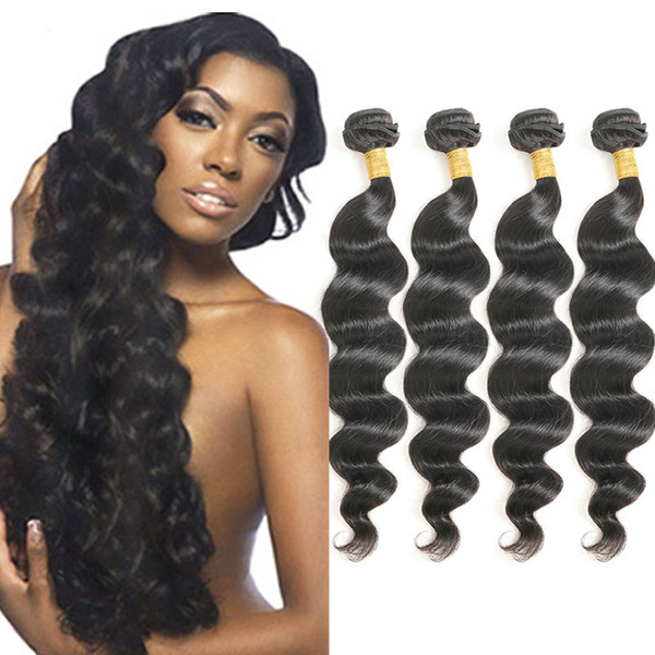 Brazilian Virgin Hair Loose Wave Hair Weave 4 Bundles 400g Unprocessed Loose Wave Virgin Human Hair Weaves 8-30inch 