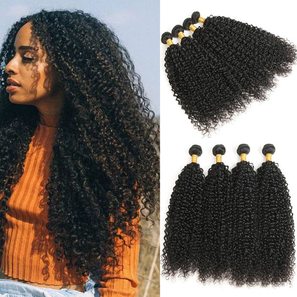 Virgin Human Hair Bundles Brazilian Jerry Curly Hair Weft 4 Pcs Natural Black Ratio Longest Hair PCT 15%