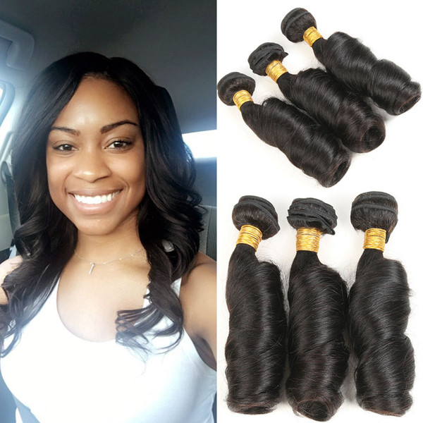 Peruvian Virgin Hair Bundles Funmi Human Hair Weaves 100% Unprocessed Virgin Hair Extensions Natural Black double weft 3pcs