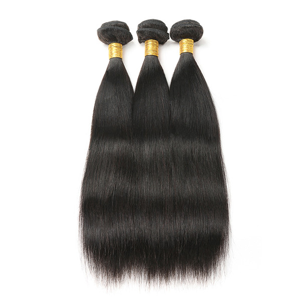 Mongolian Straight Hair 3 Bundles Unprocessed Virgin Hair Wefts 100% Human Hair Weave Bundles Natural Color 