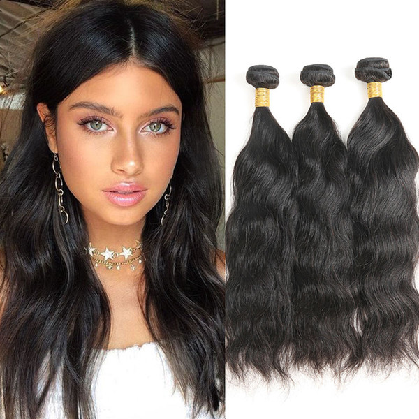 Unprocessed Malaysian Virgin Hair 3 Bundles Natural Wave Hair Extensions 100% Human Hair Extensions 1B Color 