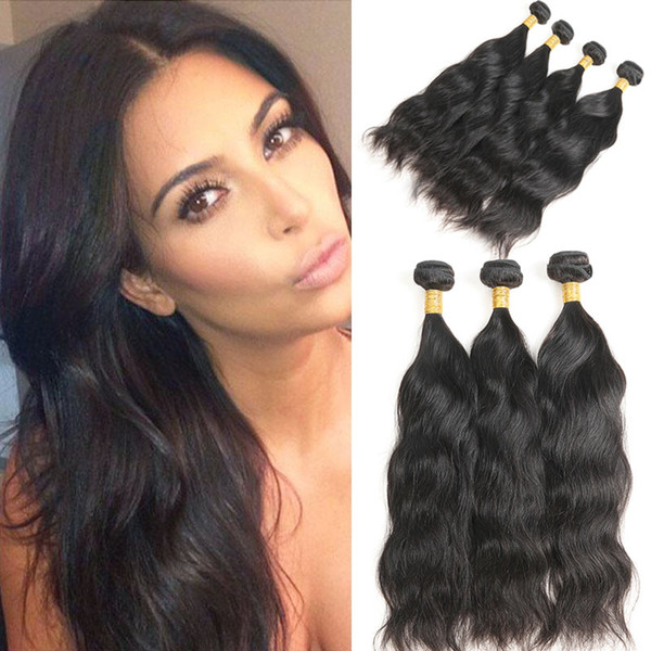 Brazilian Natural Wave Hair 4 Bundles Wet and Wavy Human Hair Brazilian Virgin Hair Extensions 8