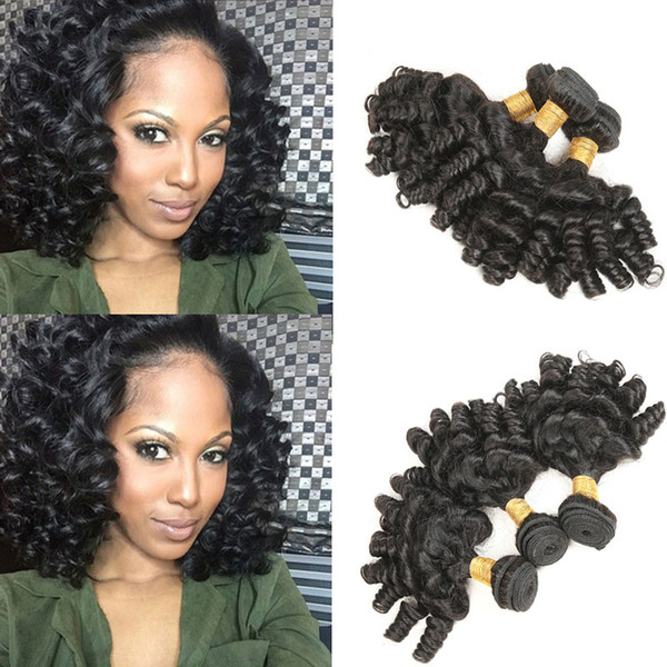 3 Bundles Indian Virgin Hair Funmi Curly Hair Extensions Unprocessed Human Hair Weave Bundles Natural Color can be Dyed and Bleached