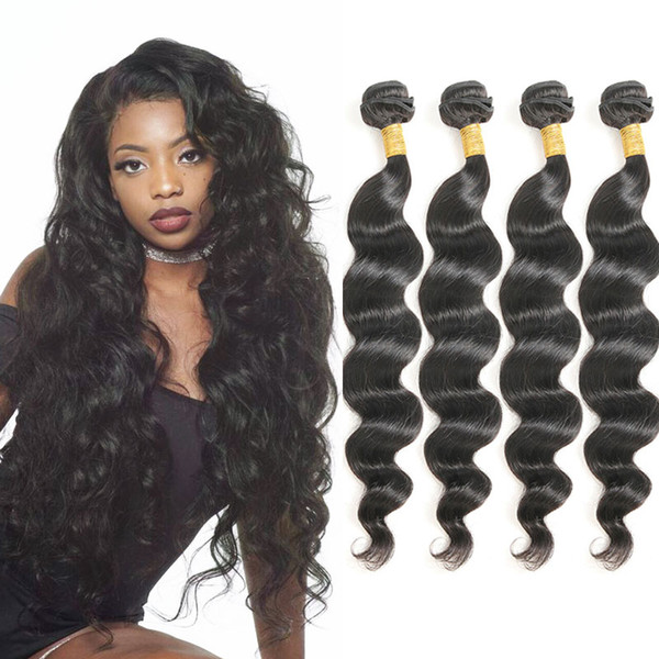 Loose Wave Human Hair 4 Bundles Peruvian Virgin Hair Bundles Soft and Healthy Ends 8