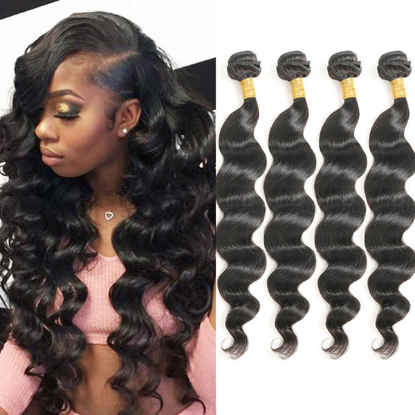 Malaysian Virgin Hair Bundles Loose Wave 4 Bundles Unprocessed Loose Deep Wave Wet and Wavy Human Hair Extensions 