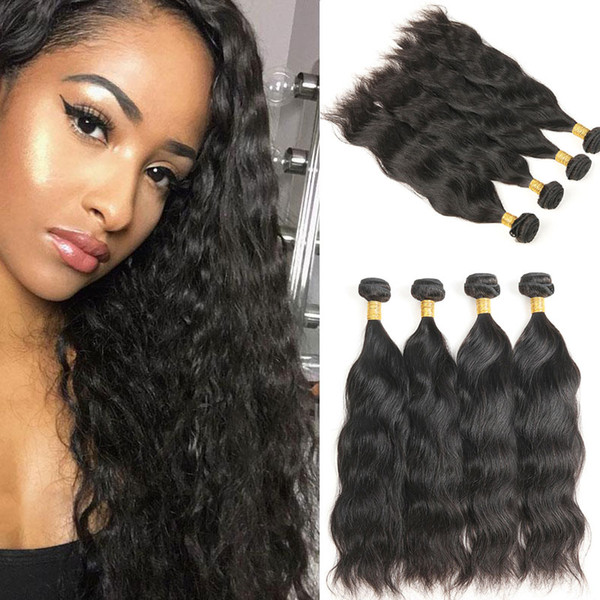 Indian Hair Weave 4 Bundles Natural Black Color 100% Unprocessed Human Hair Wefts 8