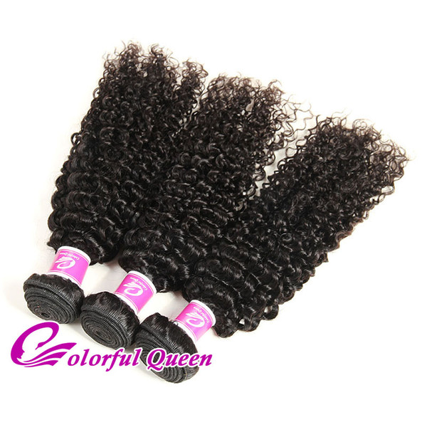 Colorful Queen Malaysian Curly Virgin Human Hair 3 Bundles 100% Unprocessed Human Hair Extensions Peruvian Indian Brazilian Virgin Hair